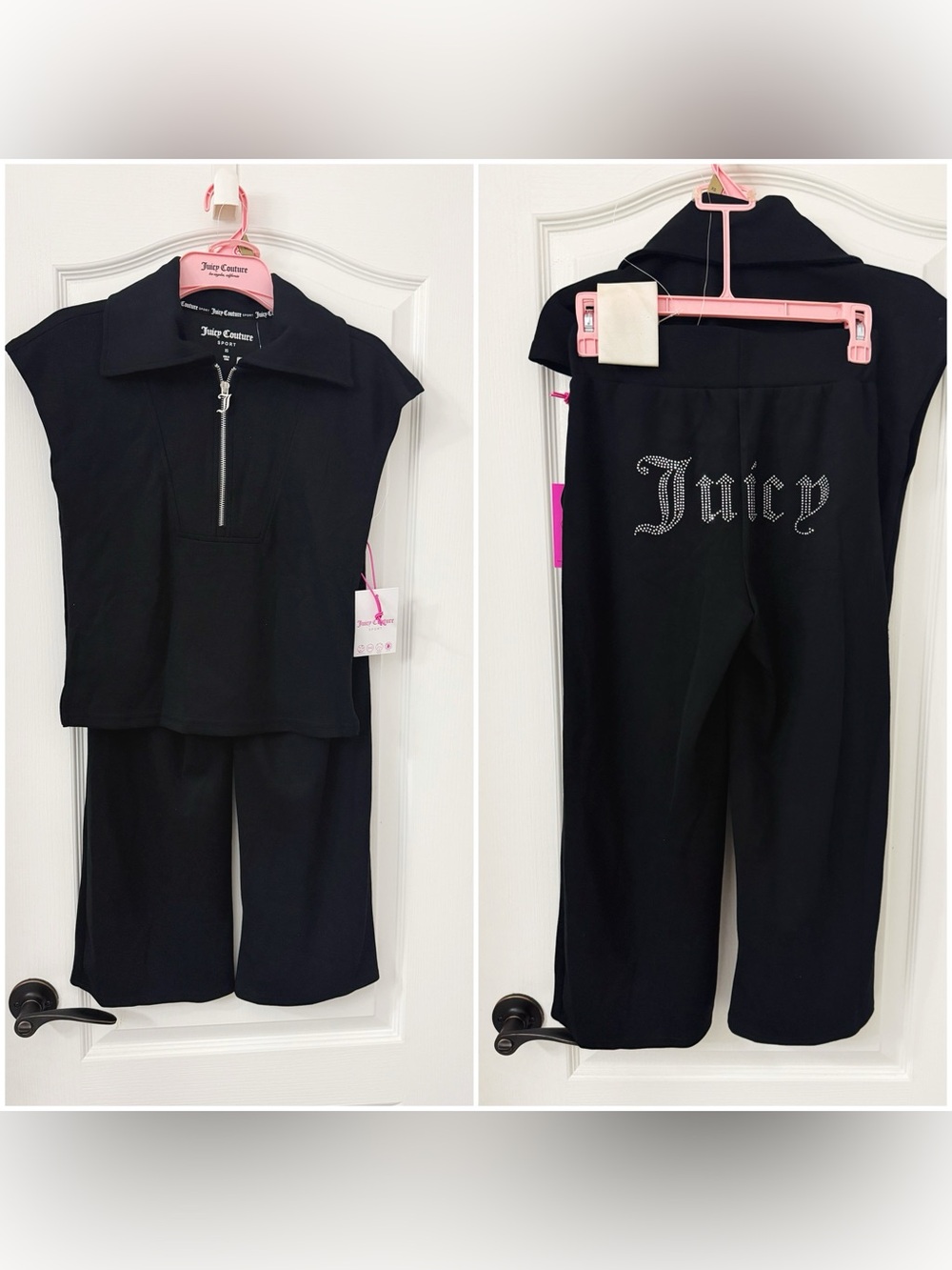 NWT Juicy Couture Black jogging set Track Pants & quick dry Zip Polo Top